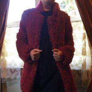 Sweet Nothing Fuzzy Jacket - Burgundy